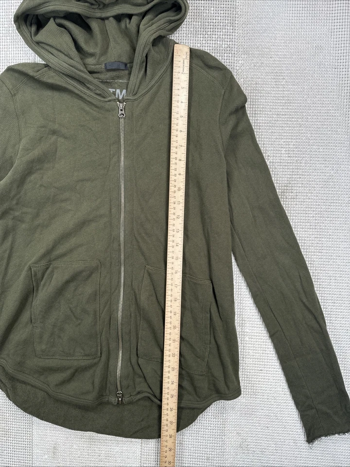 ATM French Terry Hoodie Full Zip Raw Hem Sleeve Green Cotton Women’s  Medium - Image 3 of 4