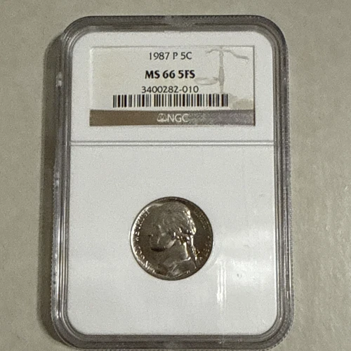 1987 P JEFFERSON 5C NICKEL 5FS NGC MS 66