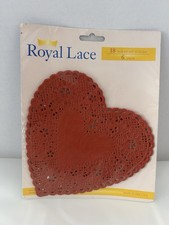 6" Red Lace Heart Paper Doilies Royal Lace, 18/PK