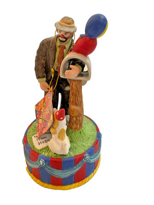 Emmett Kelly 75th Birthday Flambro Diamond Jubilee EKJ Clown Music Box Figurine