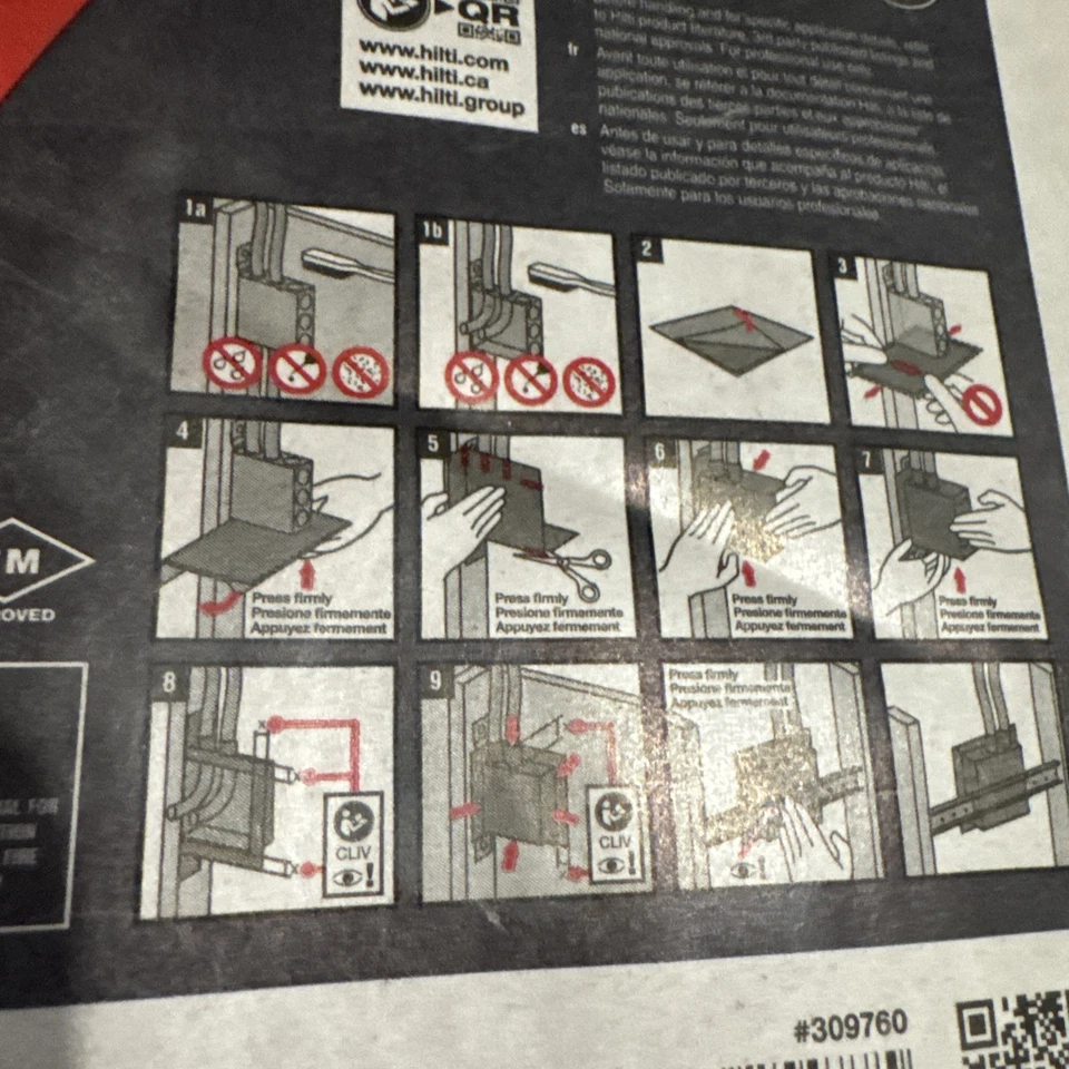 2 Boxes Hilti CP617 Fire Stop Putty Pads & (12 20oz)Wood Frame Fire Stop Caulk - Image 2 of 4
