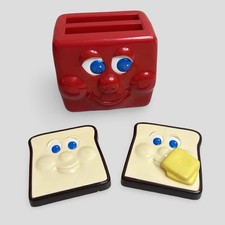 Meritus Happy Face 1983 Rare Toy Toaster Turn Dial Toast Pops Up Butter Vtg