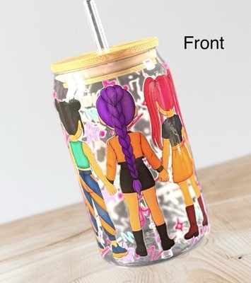 K Pop Kunststoff Libbey Dose mit Bambusdeckel und Kunststoff Strohhalm