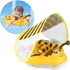Swimbobo Infant Pool Float with Sun Canopy Inflatable Baby Swimming Floatie with