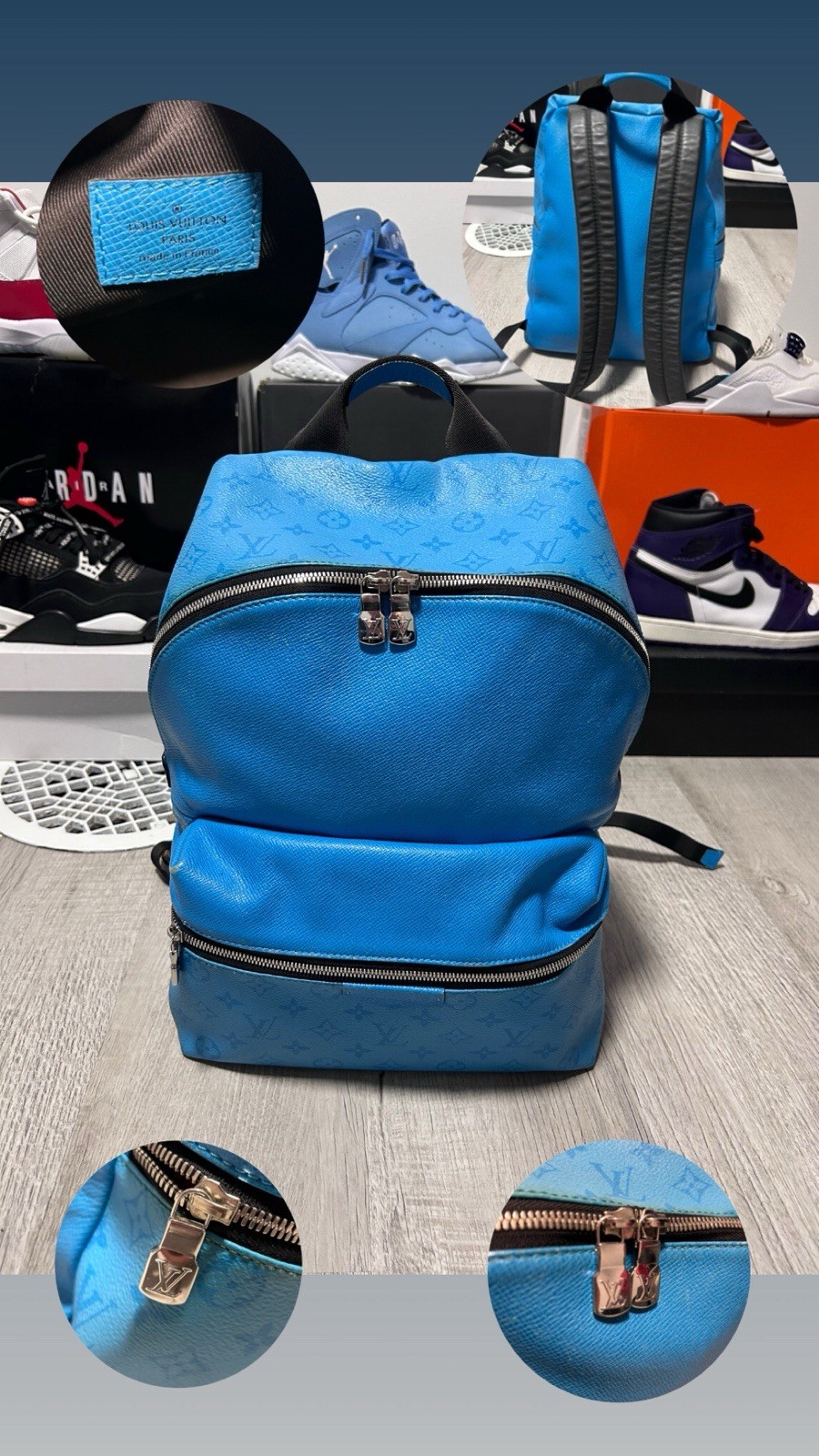 Louis Vuitton Discovery Backpack Vintage Rare Taigalama Blue M30409 Unisex