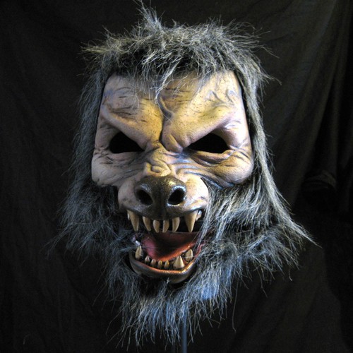 Toller Wolf Riesen Grau Werwolf Erwachsene Halloween Latex Maske mit Action Mund - Bild 1 von 6