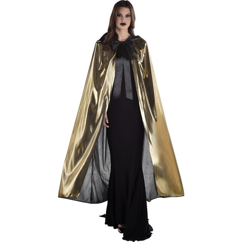 Metallic Robe Long Gold Queen Fancy Dress Up Halloween Adult Costume Accessory - 第 1/1 張圖片