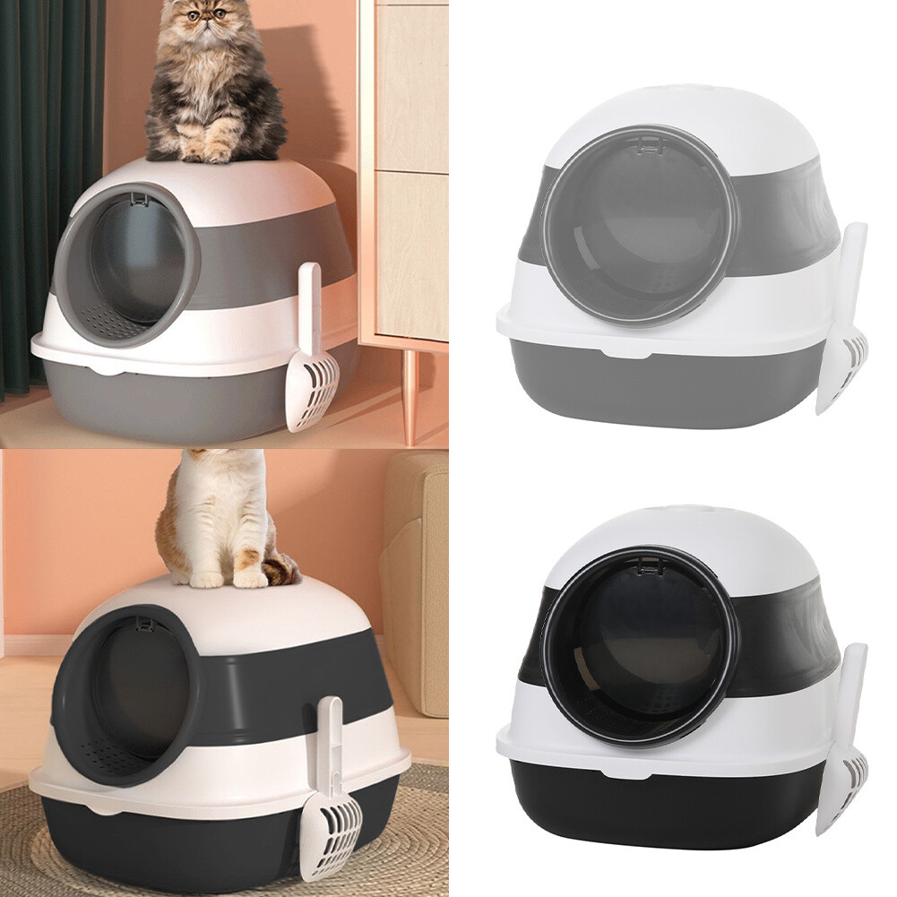 XLarge Open Cat Litter Tray High Sided Deep Jumbo Hooded Lid Pan Box