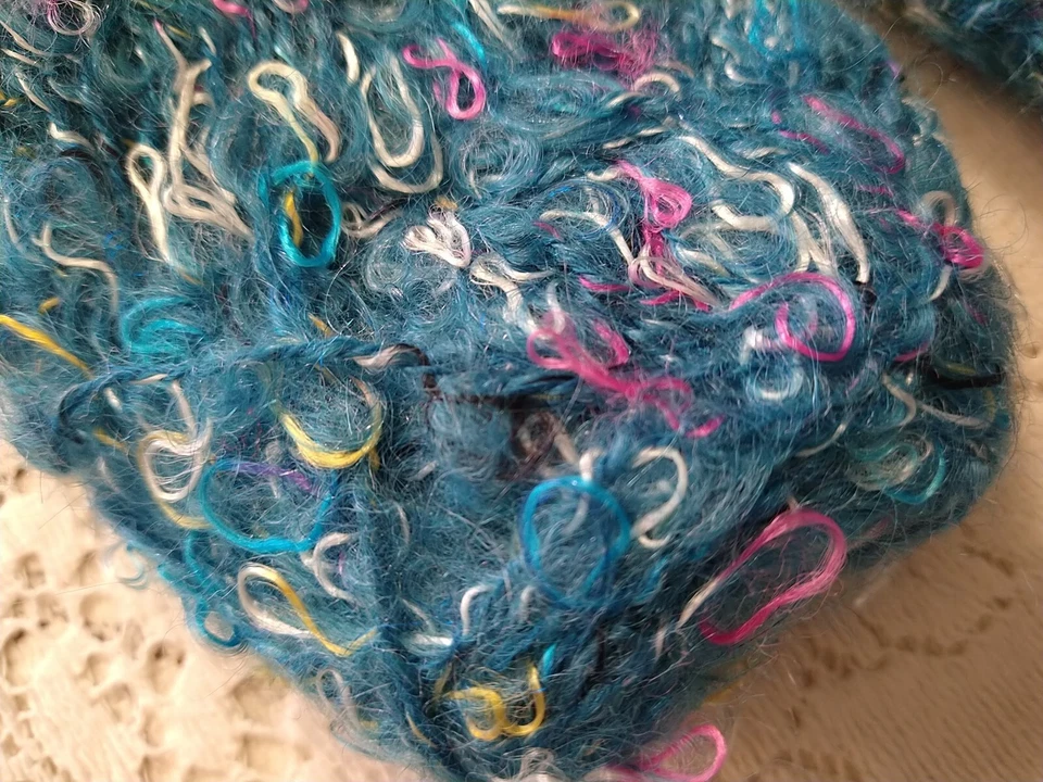 Reynolds Hilos Boucle Mascarada Mohair Lana Viscosa Nylon Azul Multicolor Italia Foto 3 de 4