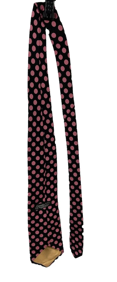 Hombre Wm. Corbata H. BLOCK 56" X 4" negra con puntos rosas texturizada Indianápolis de colección Foto 3 de 4