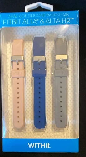 WITHit - Bänder für Fitbit Alta und Alta HR (3er Pack) - Grau / Navy / Pink - Bild 1 von 5