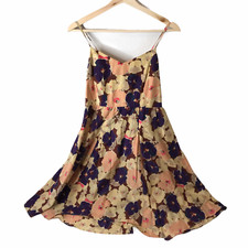 Anthropologie Eloise Summer Strappy Dress Beige Silk Floral Women's Medium