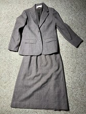 Pendleton 100 Wool Suit 2 PC Blazer Skirt Womens Herringbone USA, Pretty Brown