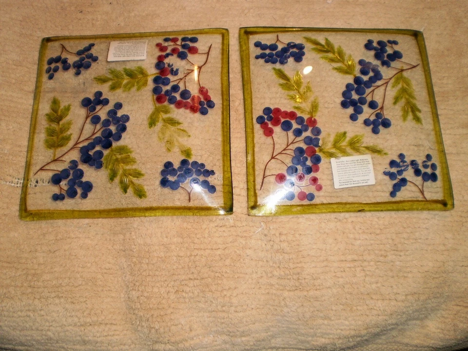 Plato portavelas de vidrio de 6" diseño uva 2 piezas, plato Foto 3 de 3