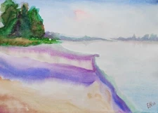 Original Painting Landscape Sunrise Artistic painting on paper with watercolors