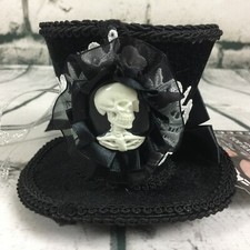 Skeleton Black Mini Cocktail Top Hat Lace Halloween Goth Cosplay Costume Burlesq