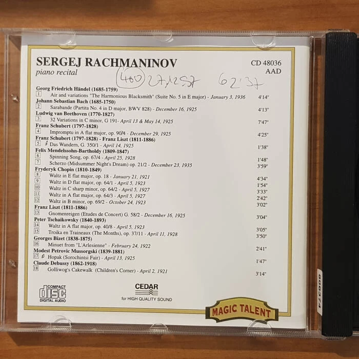 SERGEJ RACHMANINOV Piano Recital EX/VG+(CD) - Bild 2 von 4