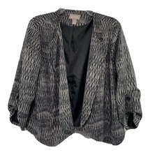 Chicos Womans Open Front Lined Blazer Black 3/4 Tab Sleeve Size Medium 1