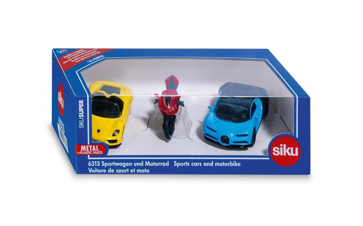 Siku 6313 Porsche 918 Bugatti Chiron Sports & Ducati 1299