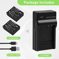 2x CGA-S007 Battery&Charger for Panasonic Lumix DMC-TZ3 CGA-S007E MC-TZ50S TZ50K