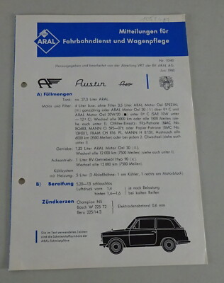 Service message Aral Austin A40 Farina status 06/1960