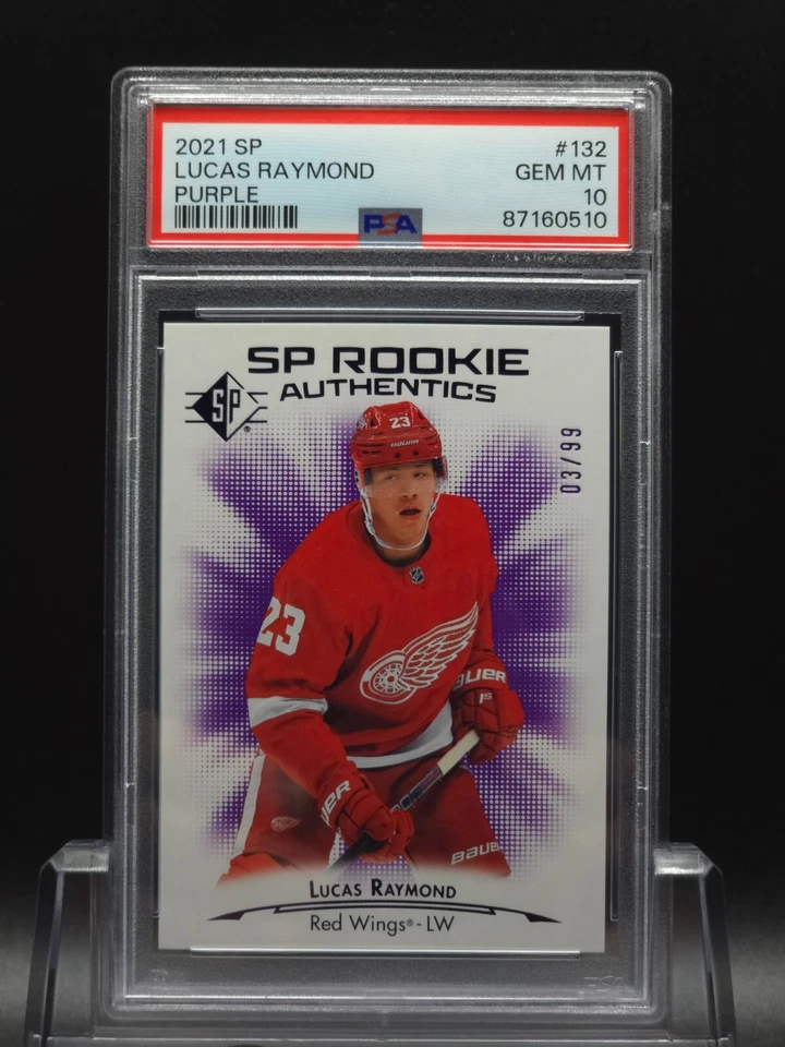 Lucas Raymond 2021-22 UD SP Authentic Rookie Purple #132 Gem PSA 10 #03/99 - Image 4 of 4