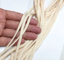 Appr 5mm wide - 5-20yds Beige Soft & Narrow Cotton Knitted Tube Cord cc36