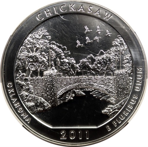2011 5 oz Silver Chickasaw 25C MS 69 NGC America The Beautiful ATB - Picture 3 of 4