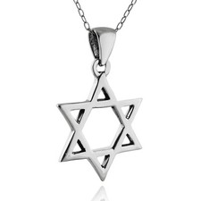 Star of David Pendant Necklace - 925 Sterling Silver - Jewish Shield Symbol Gift