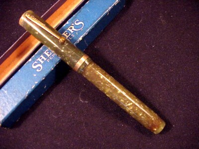 # WHITE DOT SHEAFFER LIFETIME OVERSIZED FLATTOP PEN, GREEN JADE, GFT, LF, C1924 