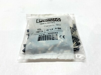 Phoenix Contact AL 1,5-8 BK Black Crimp Ferrule Total 14mm L PKG OF 100