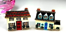 ULTIMATE REALTOR LUNCH AT THE RITZ 24K ENAMEL 'DREAM HOME' HOUSE CLIP EARRINGS