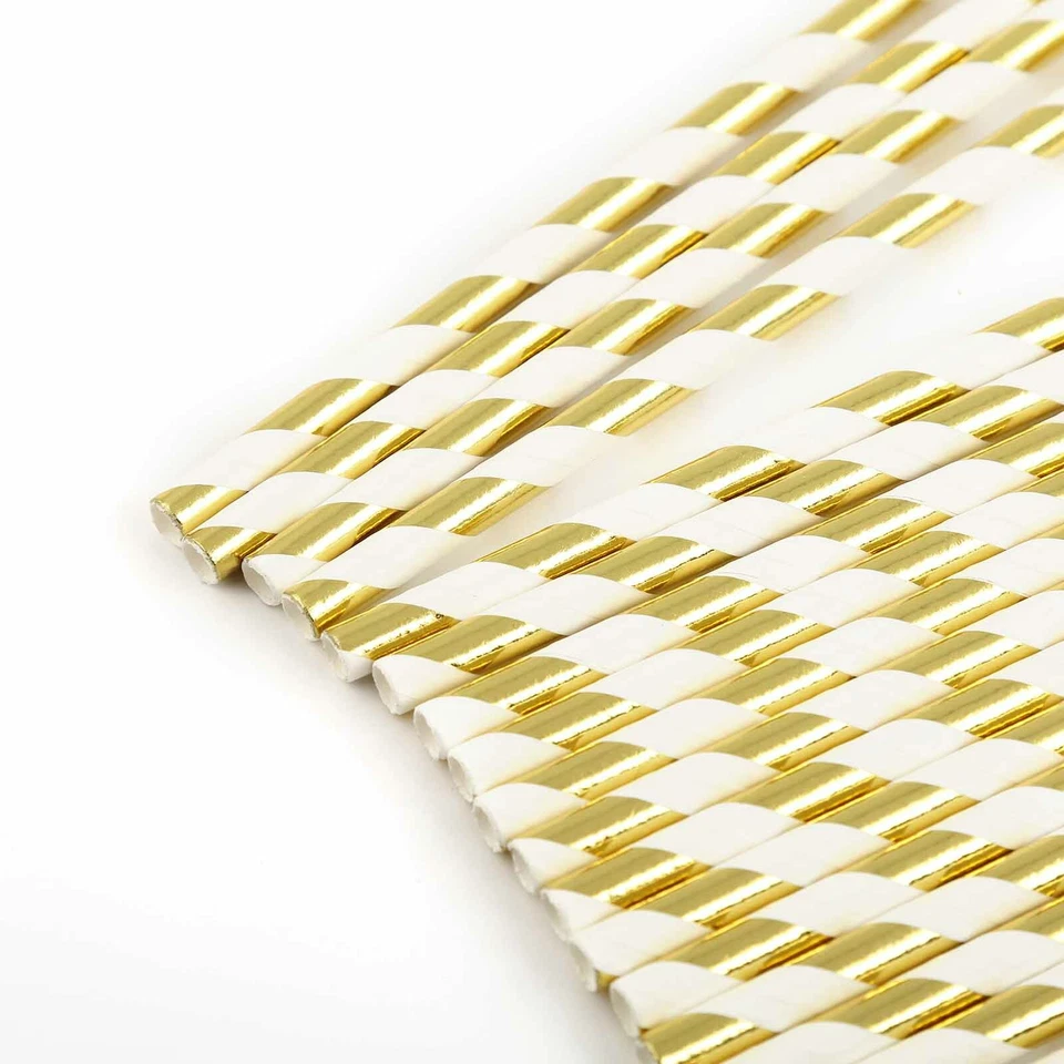 8" Striped Paper Straws Party Wedding Picnic Tableware Birthday Decorations - Image 3 of 4