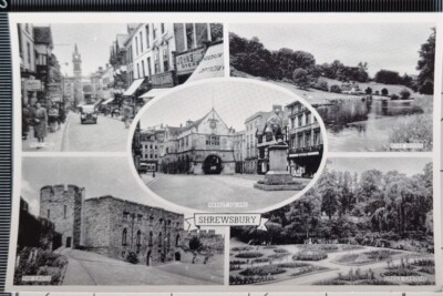 Alte Postkarte Shrewsbury Marktplatz Dingle Gardens The Castle River Severn