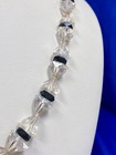 Vintage White Gold Filled Cut Crystal Black Jet Bead Necklace 17" — photo 3