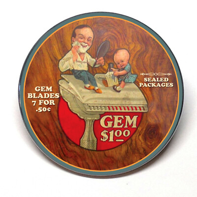 GEM Razor Blades Shaving Advertising Pocket Mirror Vintage Style