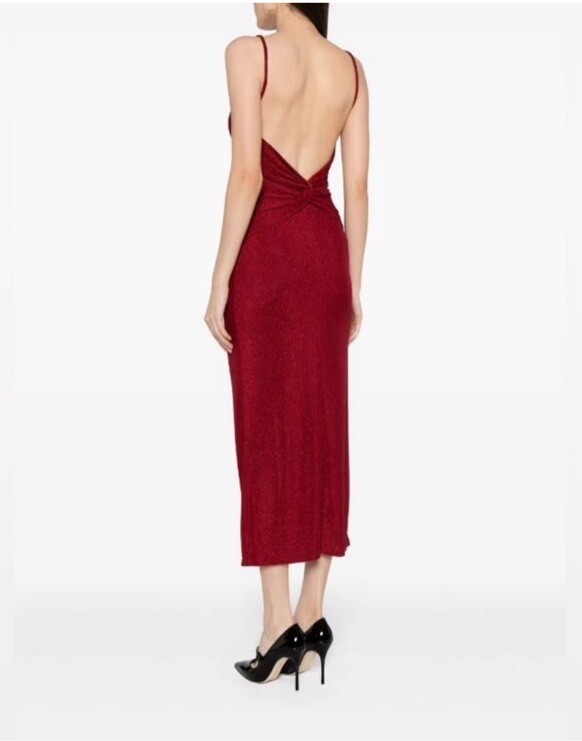 Reformation Breslin Metallic Red Breslin Midi Dress | eBay