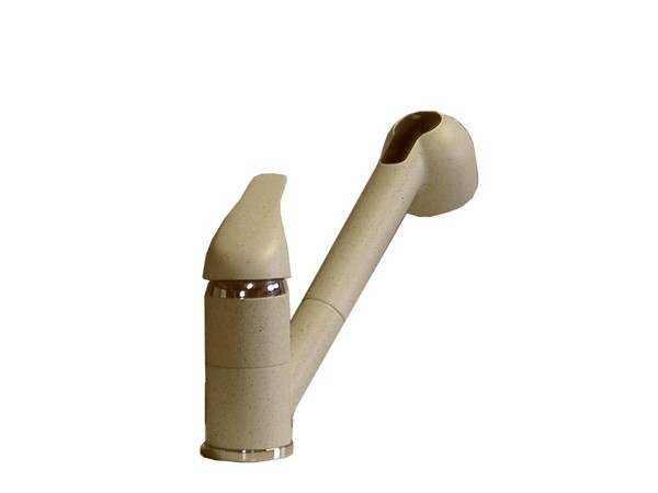 Einhebel KüChenarmatur SpüLtisch Armatur Wasserhahn Mit Brause Granit Beige-image