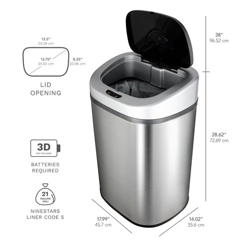 21.1 Gallon Trash Can, Motion Sensor Touchless Kitchen Trash Can, Stainless Stee - Picture 5 of 12