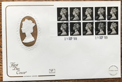 GB Cotswold FDC 1989 19th Sep 10x1st Booklet Pane Windsor Cancel Excellent used