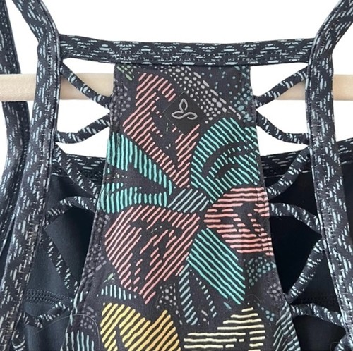 PRANA Ardor Dress Black Horchata Printed Floral Athletic Stretch Caged Small NWT - Picture 5 of 10