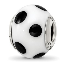 Silver Reflections White/Black Italian Murano...