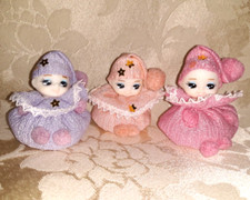 Vintage anni 70-80 Giappone Creative Hatsue Set di 3 Tatopuf di GIG Match Dolls Beanie