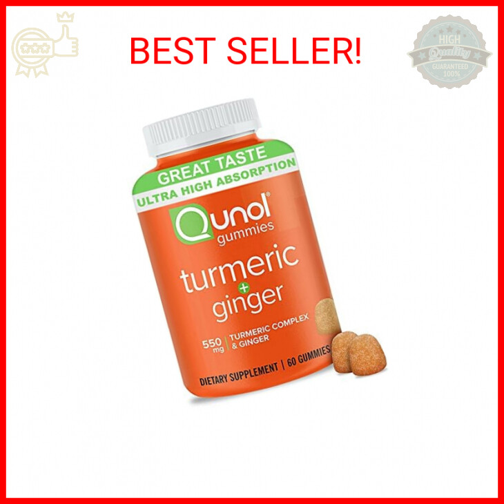 Qunol Turmeric and Ginger Gummies, Gummy with 500mg Turmeric + 50mg