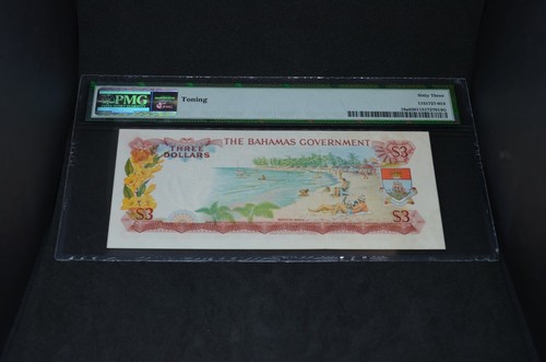 PMG Graded Bahamas, Government of the Bahamas Banknote p19a 1965 $3 UNC - Picture 5 of 7