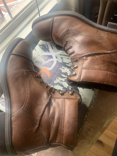 GBX $140 Barstock Brown Leather Boots Mens Size 11.5 Fits Like Size 12 Free Ship - Picture 5 of 12
