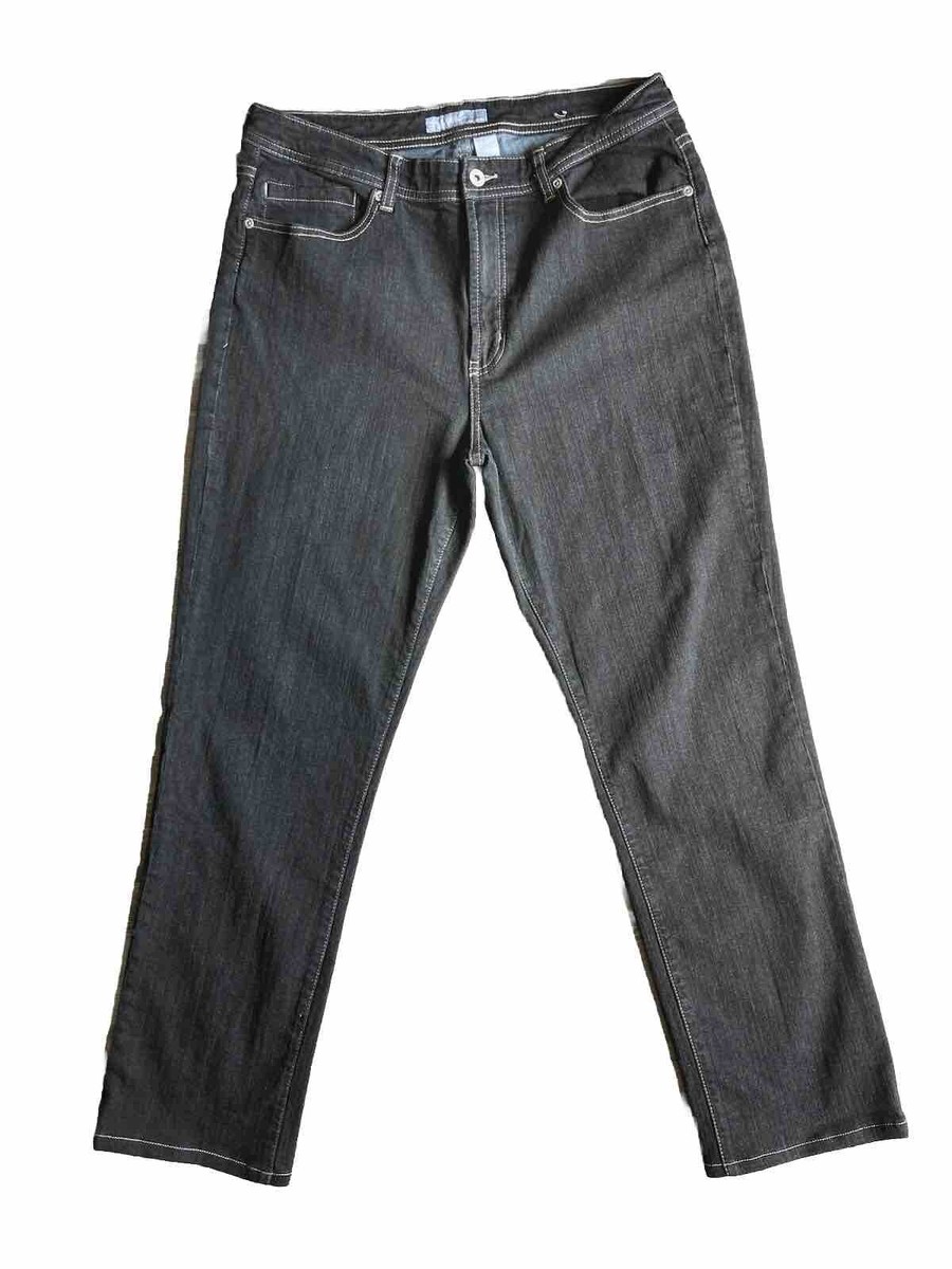 Chicos Platinum Mom Jeans Women Plus Size 2R Black Cotton Straight