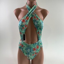 Victoria's Secret One Piece Halter Open Back Padded Floral Swimsuit XS NWT
