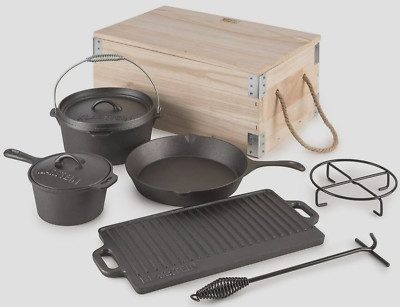 Klarstein Hotrod Masterplan 7-Piece Cast Iron Dutch Oven Set For Outdoor Cooking