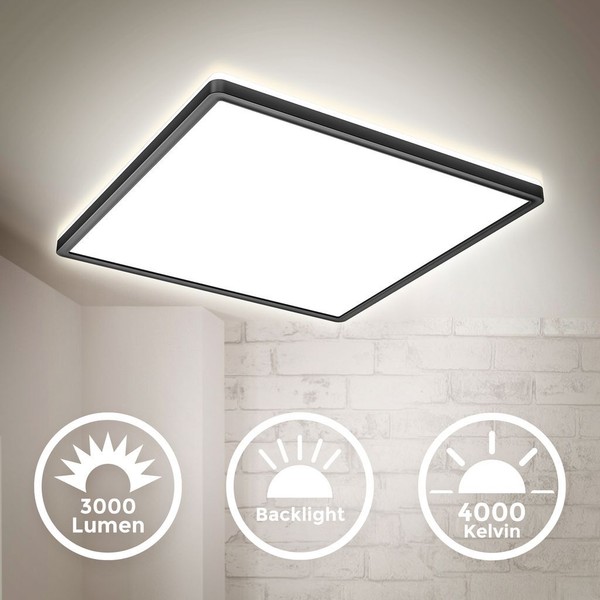 Led Deckenlampe Panel 42X42Cm 22W Flach Deckenleuchte Wohnzimmer BüRo Schwarz-image